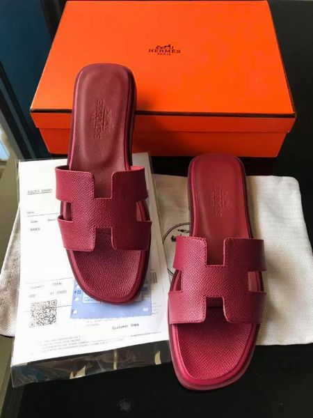 hermes maroon slippers