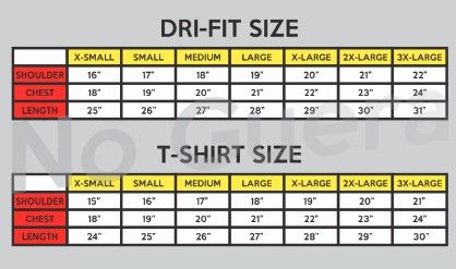 dri fit sizes