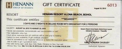 Hotel Gift Certificate [ Hotels Accommodations ] Metro Manila ...